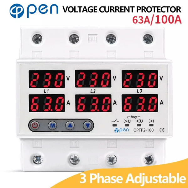 Voltage + Ampere Protection Device 4 Pole
